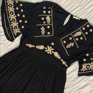 Embroidered Black Dress